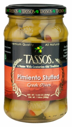 Tassos Pimento Stuffed Olives Perspective: front