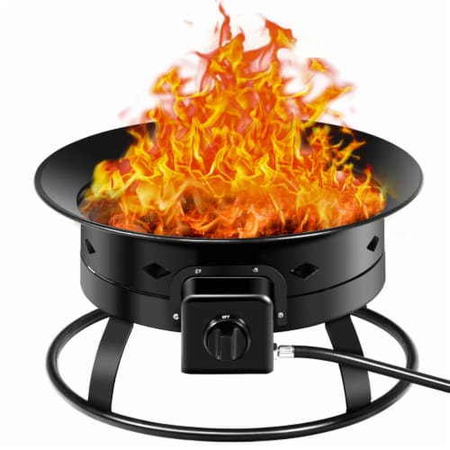 Gymax Portable Propane Outdoor Gas Fire Pit W/ Cover & Carry Kit 19-Inch 58,000 BTU Perspective: front