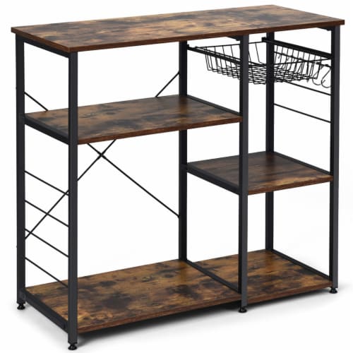 4-Tier Kitchen Microwave Storage Rack with Metal Shelves - Costway