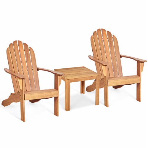 3PCS Patio Adirondack Chair Table Set Garden Deck Furniture 1