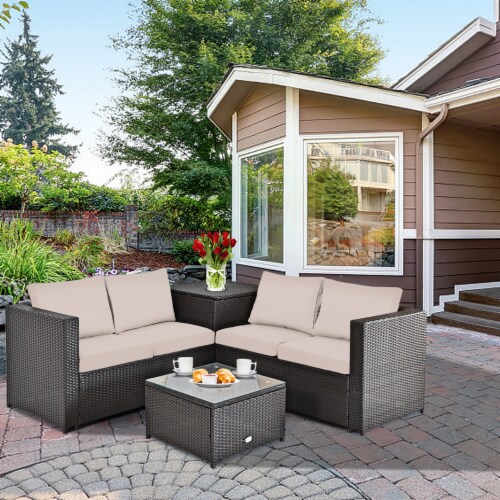 4pcs Outdoor Patio Rattan Furniture Set