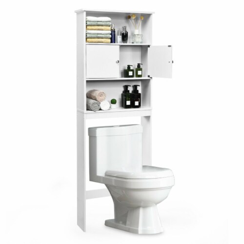 Over The Toilet Storage Cabinet Space-Saving Bathroom Organizer Rack w/  Shelf