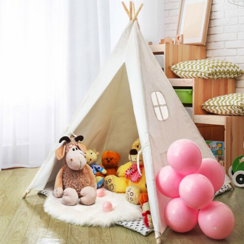 5.5ft Portable Cotton Kids Play Tent Indian Tent Game Sleeping House Boys Girls 1 unit Baker s