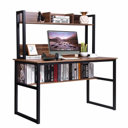 Costway Computer Desk with Hutch Bookshelf Storage Wrting Desk