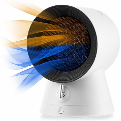 COSTWAY 1500W Portable Space Heater Electric Desktop Heating Fan PTC Ceramic RedWhite White Perspective: front