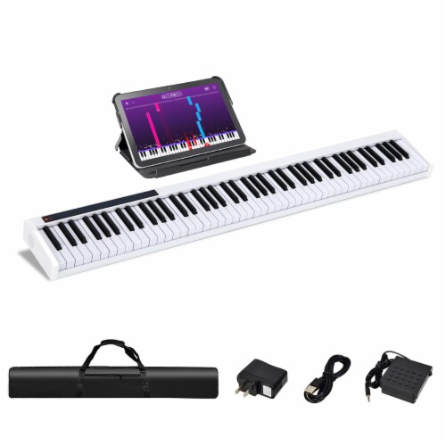 Costway 88 Keys Portable Digital Piano w Power Supply Sustain Pedal White 1 unit Harris Teeter