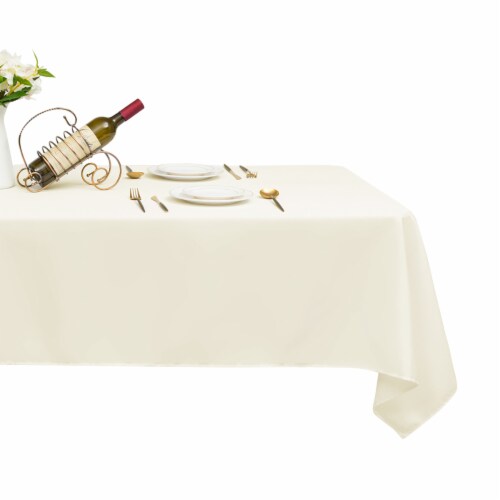 10 PCS 90'' x 156'' Rectangle Polyester Tablecloth For Home Wedding Restaurant Party Ivory Perspective: front