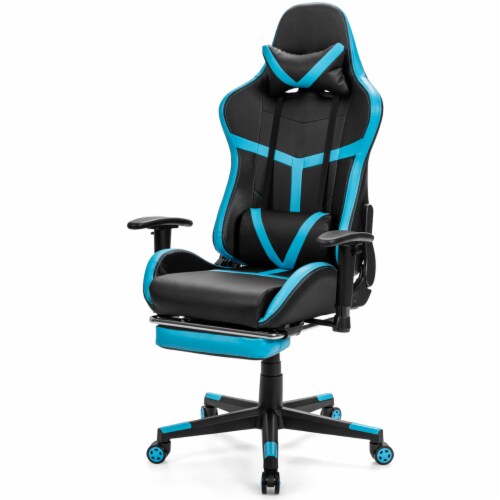 Gymax Massage Gaming Chair Reclining Racing Chair High Back w/Lumbar Support Footrest Perspective: front