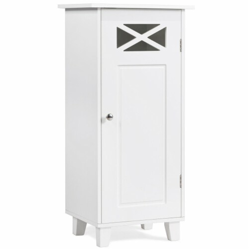 Bathroom Cabinet Free Standing Storage Side Table Organizer Adjustable Shelf Perspective: front
