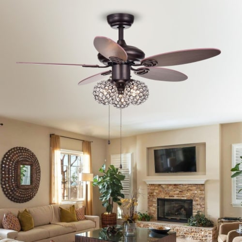 Warehouse of Tiffany CFL 8279BR 42 in. Casimer 3 Light Indoor Hand Pull Chain Ceiling Fan Br 1 Gerbes Super Markets