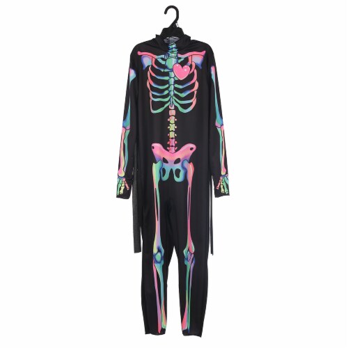 Seasons Youth Size 8-10 Rainbow Skeleton Costume Perspective: front