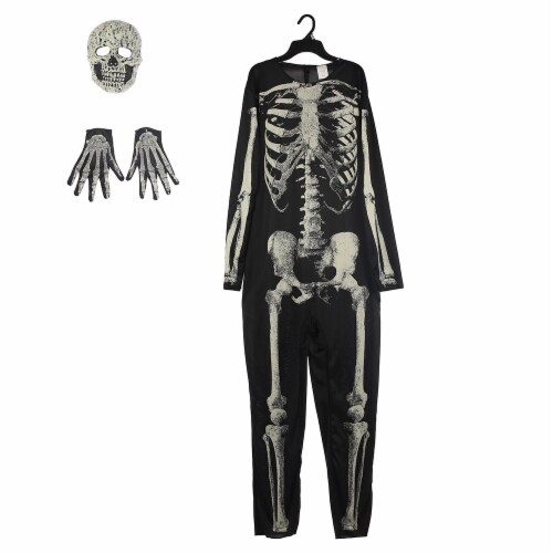 Seasons Adult Creepy Skeleton Costume Perspective: front