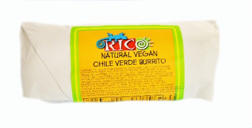 Rico Wheat Vegan Chile Verde Burrito Perspective: front