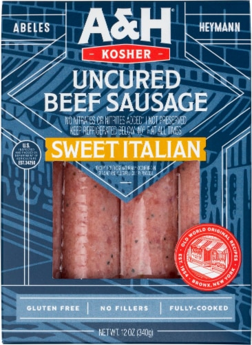 Abeles & Heymann Kosher Sweet Italian Uncured Beef Sausage Perspective: front