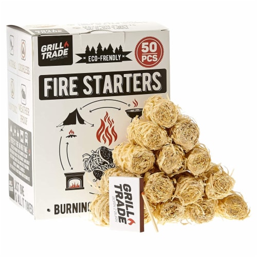 Firestarters 50 Pcs | Natural Fire Starters For Fireplace, Wood Stove, Campfires, Fire Perspective: front