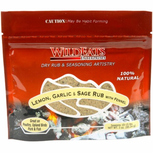Wild Eats Rubs 34005 Lemon, Garlic & Sage with Fennel Rub - Pack of 15 Perspective: front