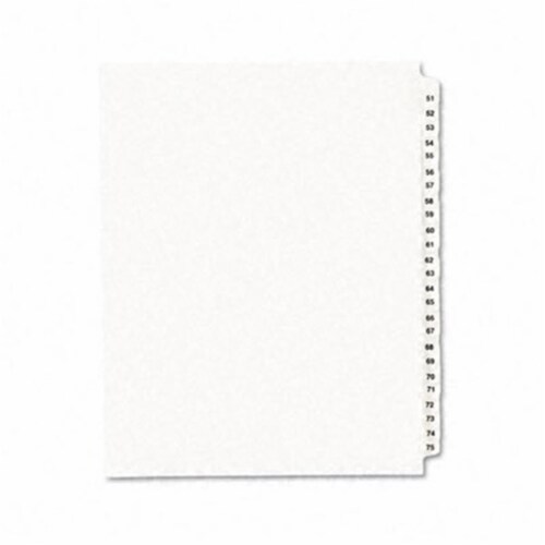Style Legal Side Tab Divider- Title: 51-75- Letter- White- 1 Set Perspective: front