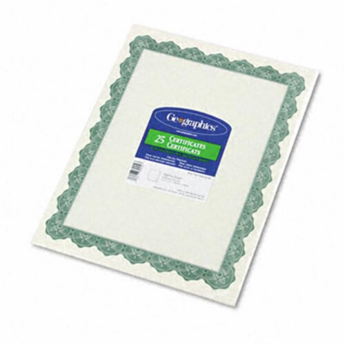 Parchment Paper Certificates  8-1/2 x 11  Optima Green Border  25 per Pack Perspective: front