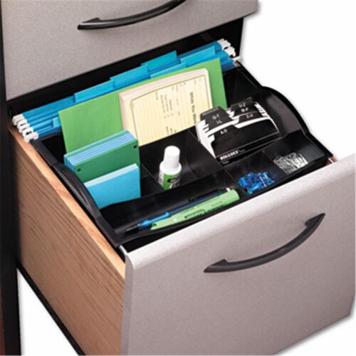 Hanging Desk Drawer Organizer- Plastic- Black Perspective: front