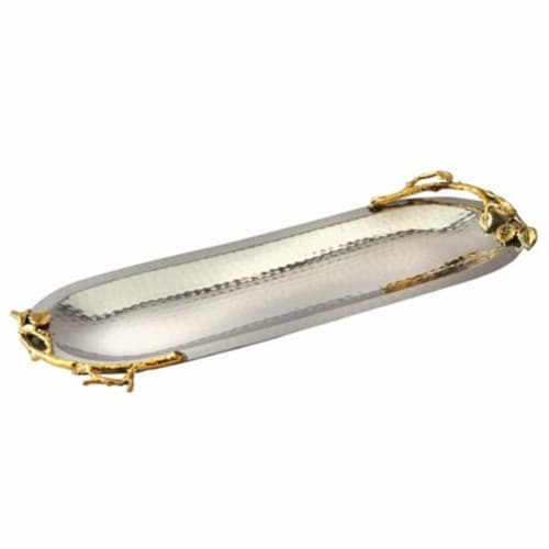 Elegance Gilt Leaf Long Oval Dish, 17 x 6 in. Perspective: front