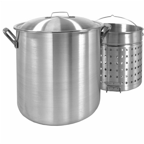 160-Qt. Stockpot with Lid and Basket Perspective: front