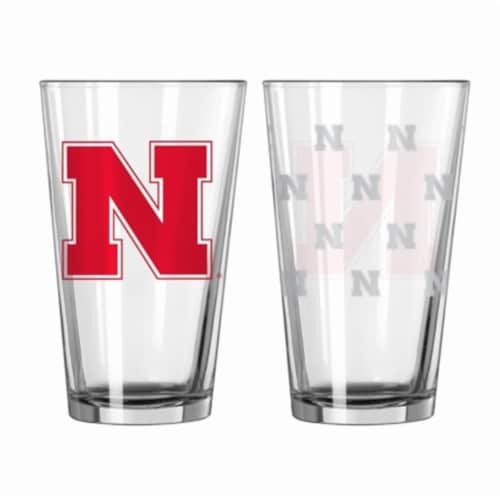 Nebraska Cornhuskers Satin Etch Pint Glass Set Perspective: front