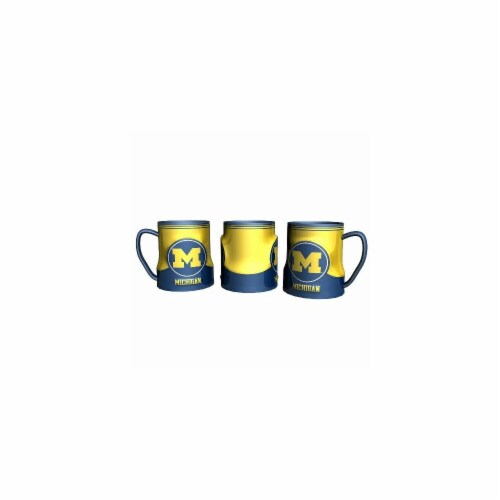 Michigan Wolverines Coffee Mug - 18oz Game Time (New Handle) Perspective: front