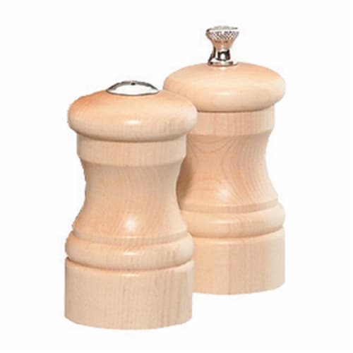 4 Inch - 10cm CapstanNatural Pepper Mill Salt Shaker Set Perspective: front