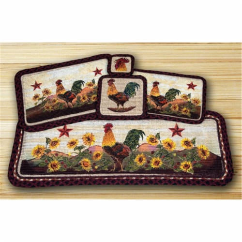 Wicker Weave Trivet, Morning Rooster, Perspective: front