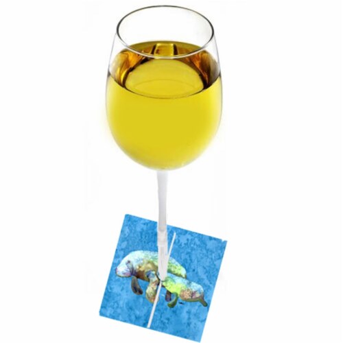 Manatee Momma And Baby Fabric Wine Marker Perspective: front