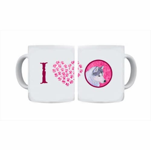15 oz. Siberian Husky Dishwasher Safe Microwavable Ceramic Coffee Mug Perspective: front