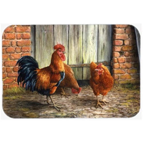 Rooster & Chickens by Daphne Baxter Glass Large Cutting Board Perspective: front