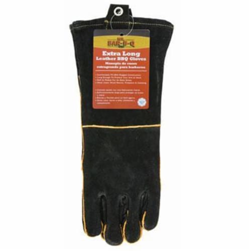 Long Leather Bbq Gloves Perspective: front