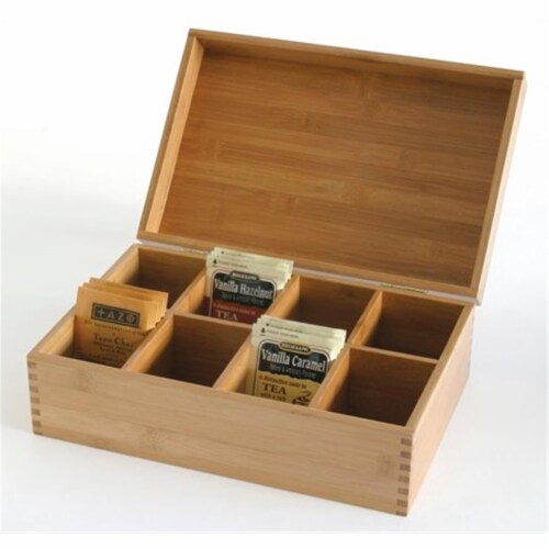 8-Compartment Bamboo Tea Box with Hinged Lid 8-Compartment Bamboo Tea Box with Hinged Lid