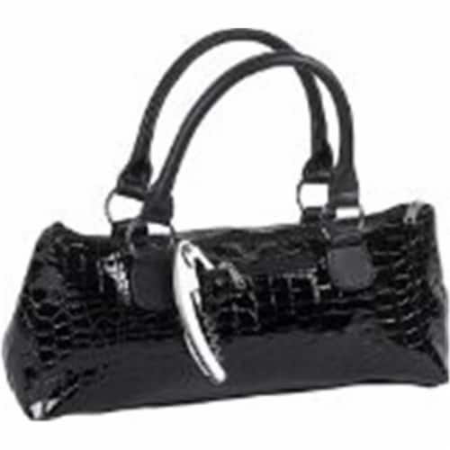 Black Croc Wine Clutch Perspective: front