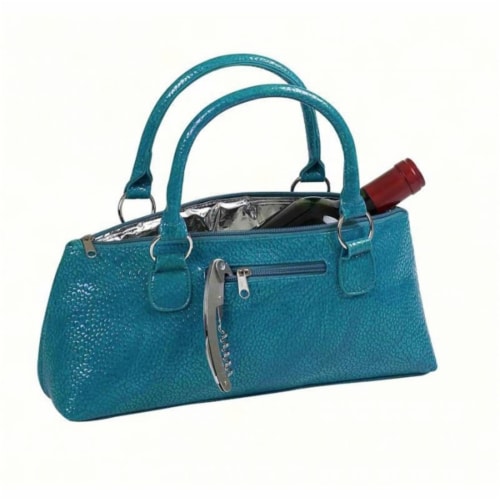 Blue Turquoise Serpentes Wine Clutch Perspective: front