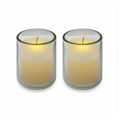 Ivory Battery Operated Flameless LED Lighted Flickering Wax Votive Candles - 2 Pack Perspective: front