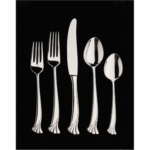 Leaf 5 Piece Place Setting - 18-10 Stainless - Mirror Finish Perspective: front