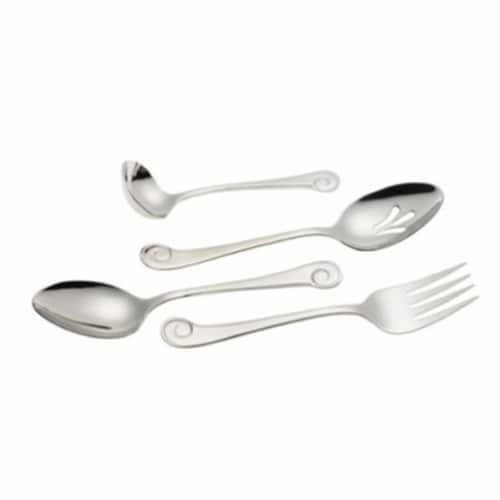 Sanibel Surf 4 Piece Hostess Set - 18-10 Stainless - Mirror Finish Perspective: front