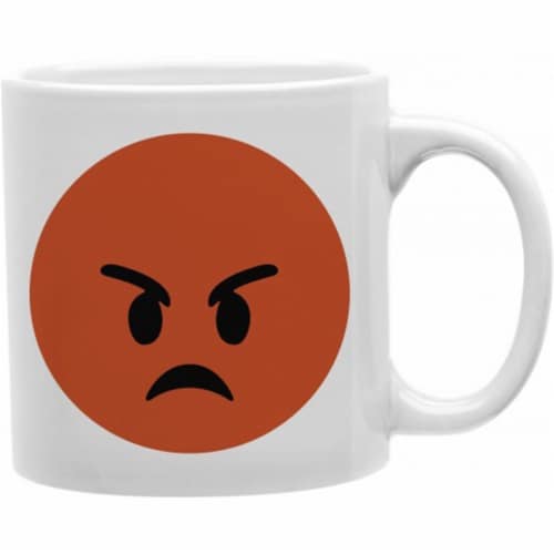 Angry Face Emoji 11 oz Ceramic Coffee Mug Perspective: front