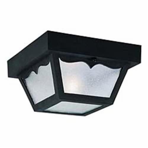 Black Square One-Light Ceiling Porch Light Perspective: front