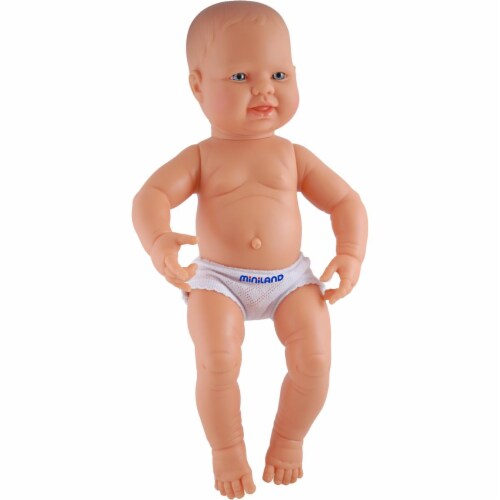 Newborn European baby boy with navel gauze- 42 cm- 16 .5 in. Polybag Perspective: front