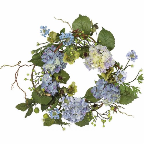 Hydrangea Wreath 20 inch - Blue Perspective: front