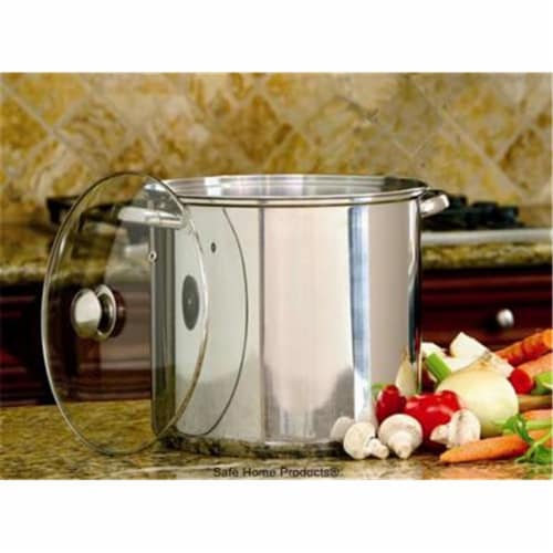 Steel Stockpot 16 QT Glass Lid Perspective: front