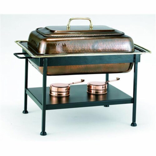 Rectangular 8 Qt Antique Copper Chafing Dish Perspective: front