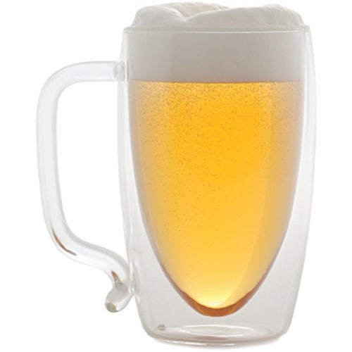 17 oz. Double-Wall Glass Beer Mug Perspective: front