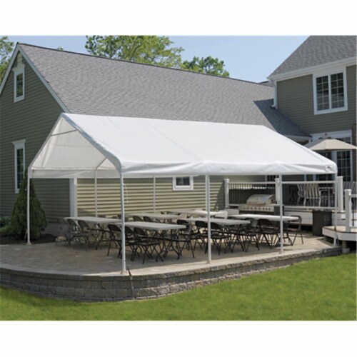 18×20 Canopy  2 in.  8-Leg Frame  White Cover Perspective: front