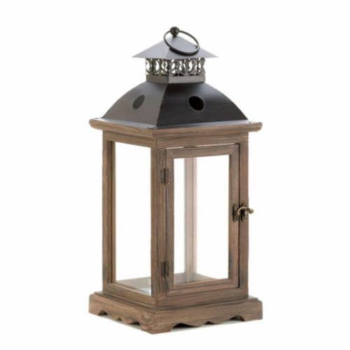 Large Rustic Wood Lantern Perspective: front