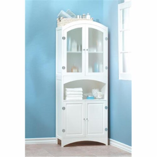 Glass front linen cabinet discount