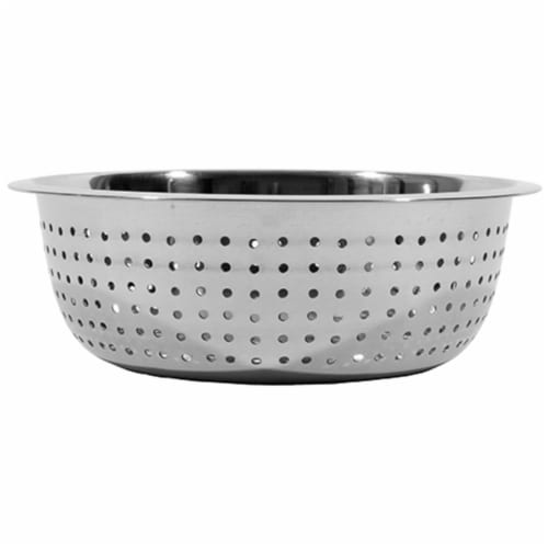 15 in. Stainless Steel Large Hole Chinese Style Colander Perspective: front